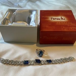 Panache jewelry set ring and bracelet costume diamond and sapphire